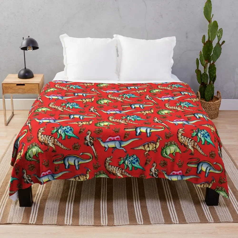 

Dinosaurs! Red Throw Blanket Extra Large Throw decorative Plush Nap Blankets