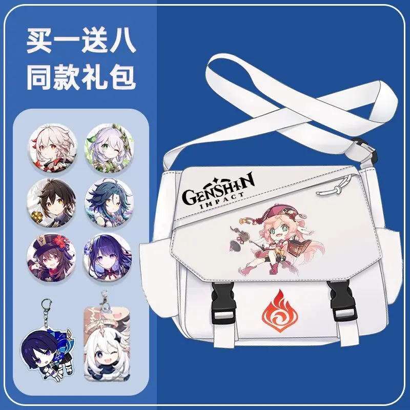 Game Genshin Impact Single Shoulder Xiangling Hu Tao Trendy Large Capacity Crossbody Bag For Middle School Students Unisex Ins