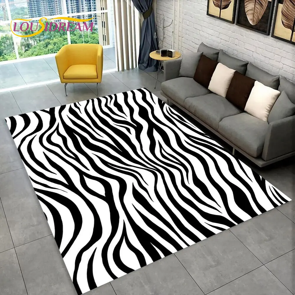 3D Colorful Zebra Pattern Area Rug,Carpet Rug for Living Room Bedroom Sofa Office Doormat Decoration, Kids Non-slip Floor Mat