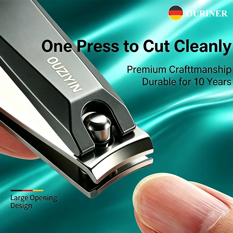 OURINER Heavy Duty Nail Clippers Kit Sharp Anti Splash Nail Trimmer & Nail File Mini Portable Nail Care Tools for Men Women