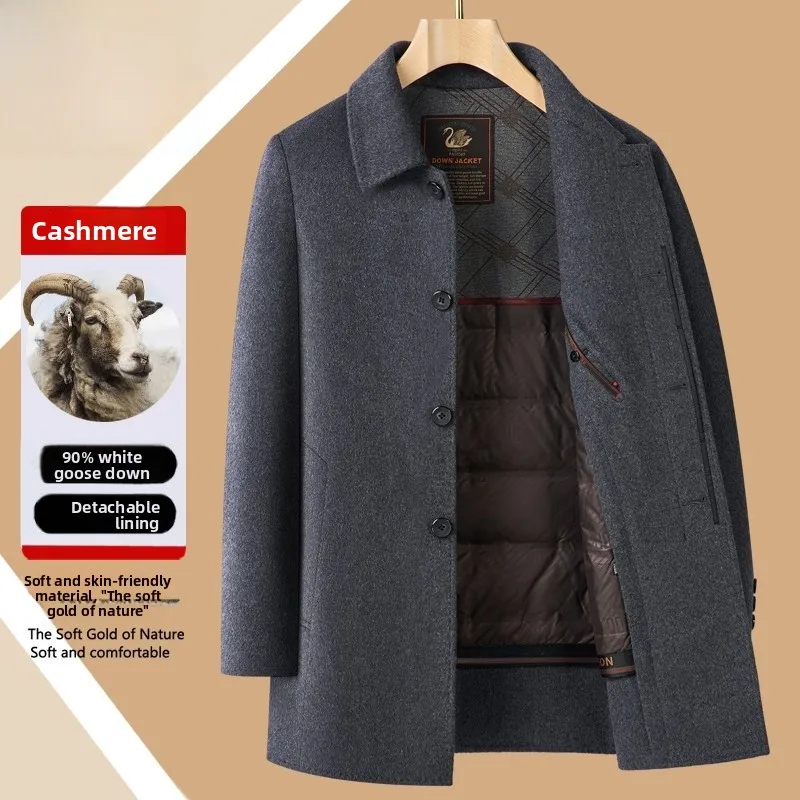 

Pierre Cardin Men's Woolen Coat Mid-Length Men's Woolen Gabardine Outerwear Autumn Winter Faion Urban Sle Busin Casual