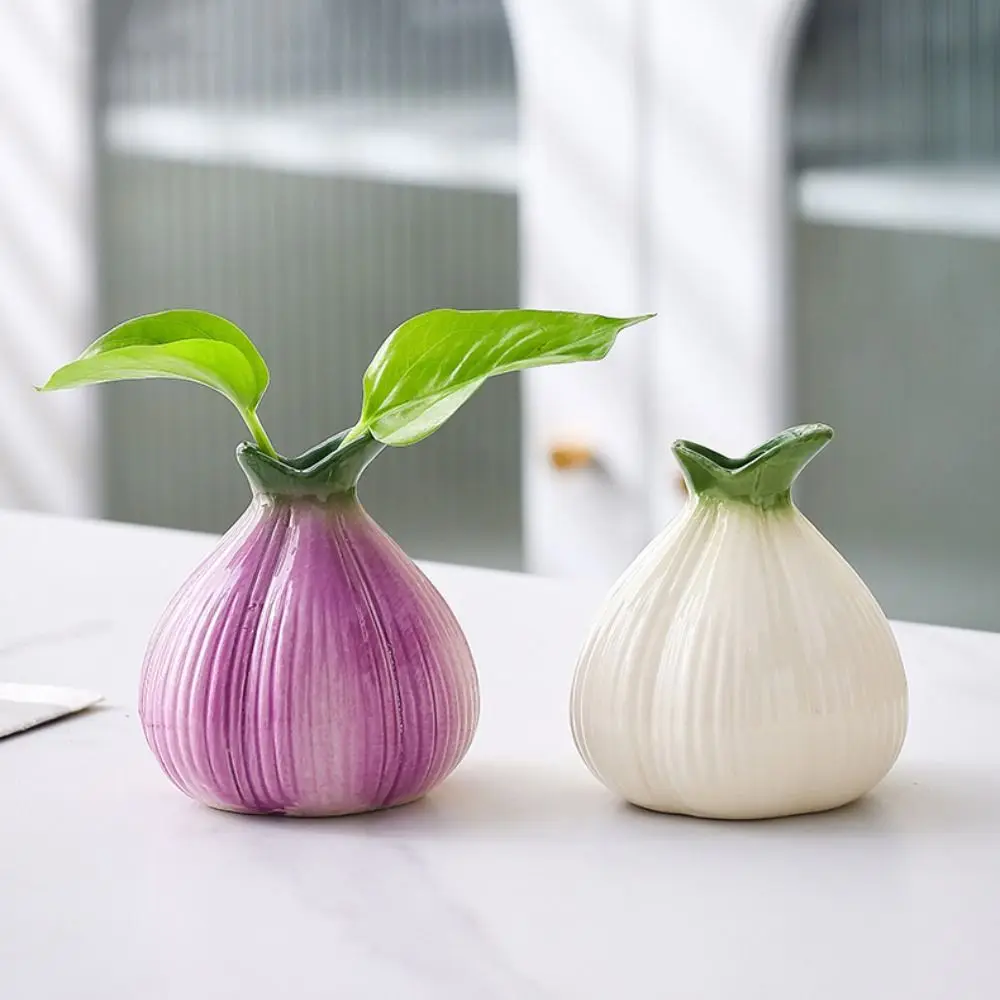 

Hydroponic Plant Utensils Ceramic Onion Vase Creative Cute Hydroponic Flower Holder Simulated Handicraft Flower Pot Gift