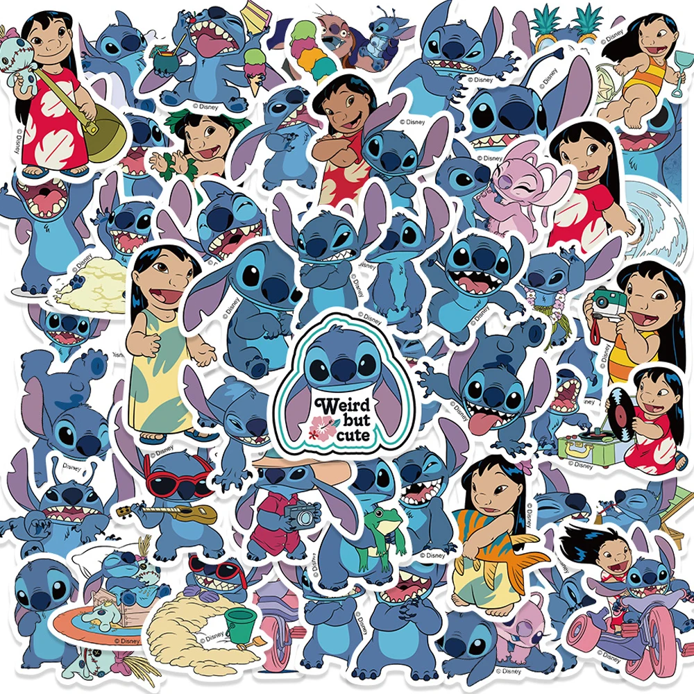 10/30/50PCS Disney Cartoon Lilo & Stitch Stickers Graffiti DIY Phone Laptop Luggage Skateboard Car Cute Decals Waterproof Toys