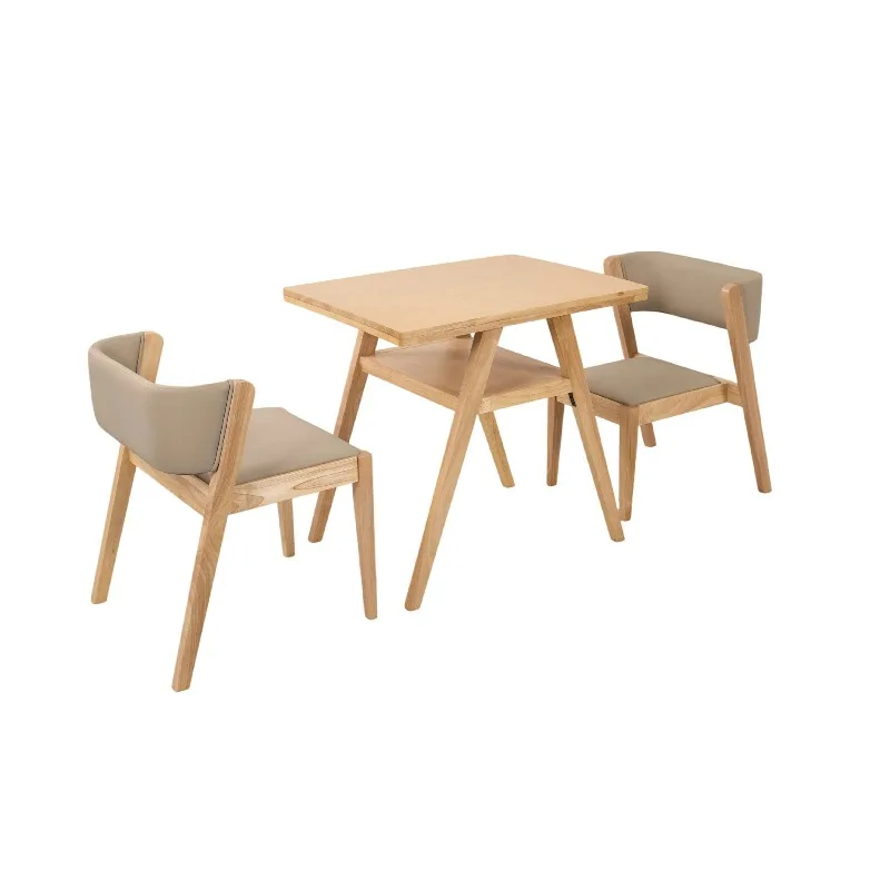 

Balcony one table and two chairs Solid wood small and chair three-piece set bag apartment