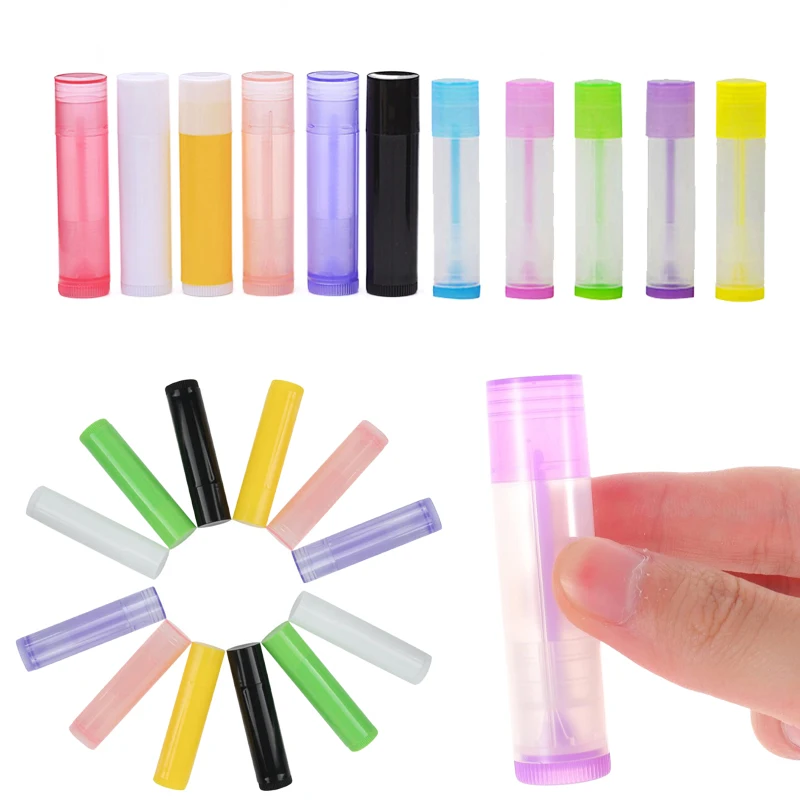 10 pçs vazio 5ml recipiente de bálsamo de brilho labial tubo de bálsamo labial tubos de batom de plástico recarregáveis diy cosméticos brilho labial bálsamo tubo titular