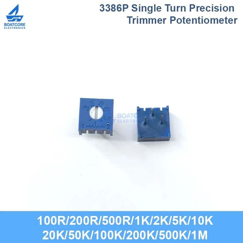 10PCS 3386P Precision Trimmer Potentiometer Single Turn 1K 2K 5K 10K 20K 50K 100K 200K 500K 1M