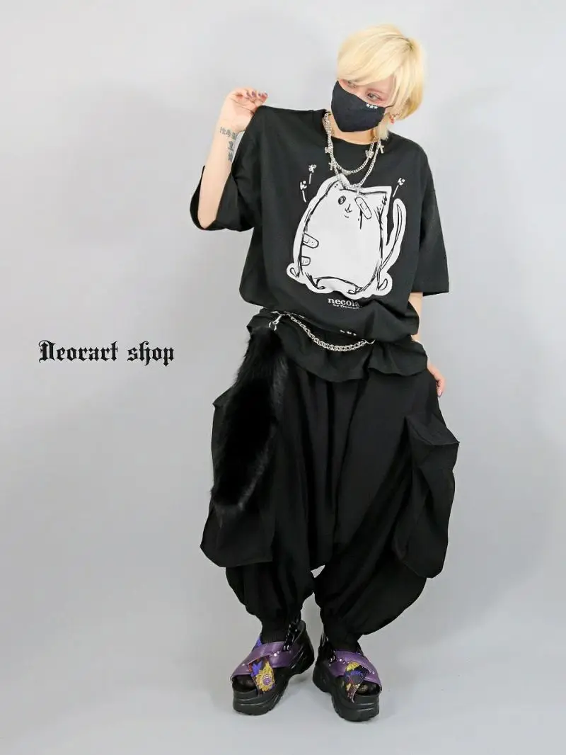 

DEORART Harajuku Sle One-Eyed k Cute ort Sve Women's T-irt Loose round Ne Summer New Arrival Cotton Top