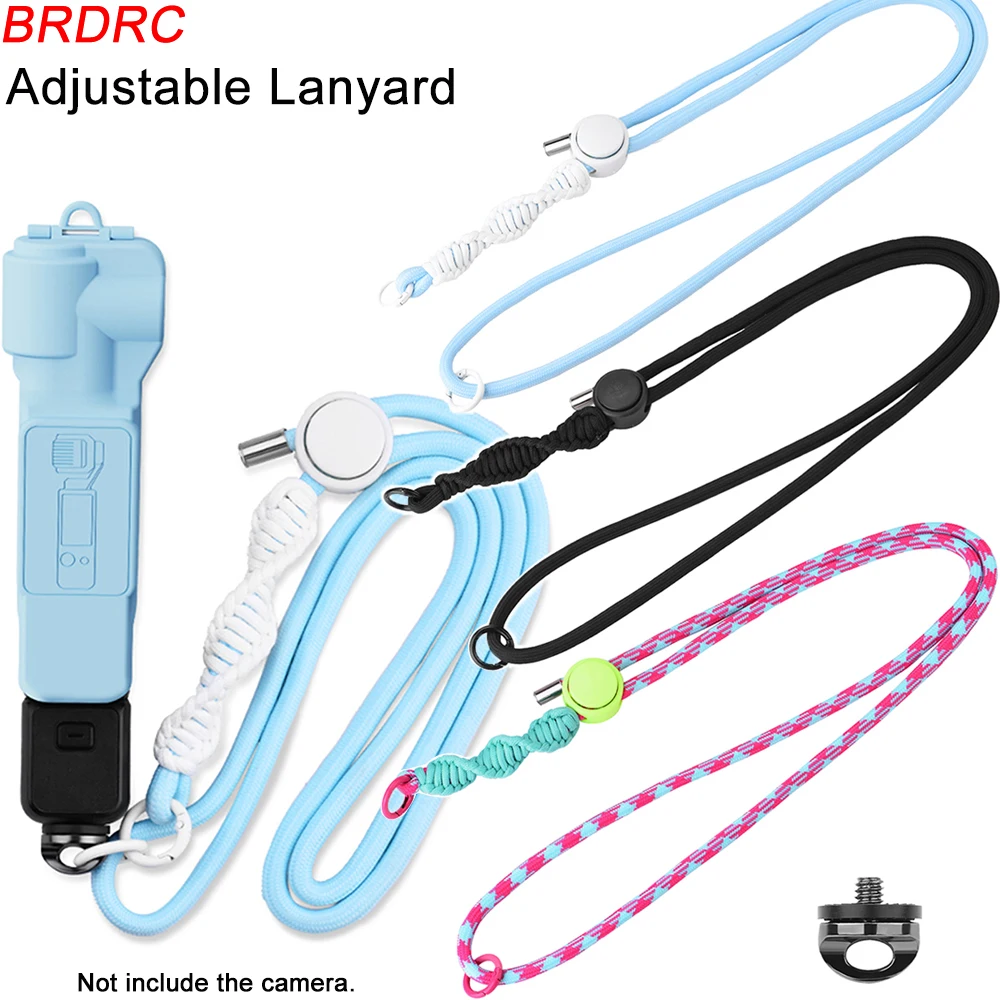 BRDRC Adjustable Lanyard for OSMO Pocket 3 Hanging Rope Neck Strap Camera Anti Lost Rope for Insta360 X4/X3/X2/GO3/GO3S