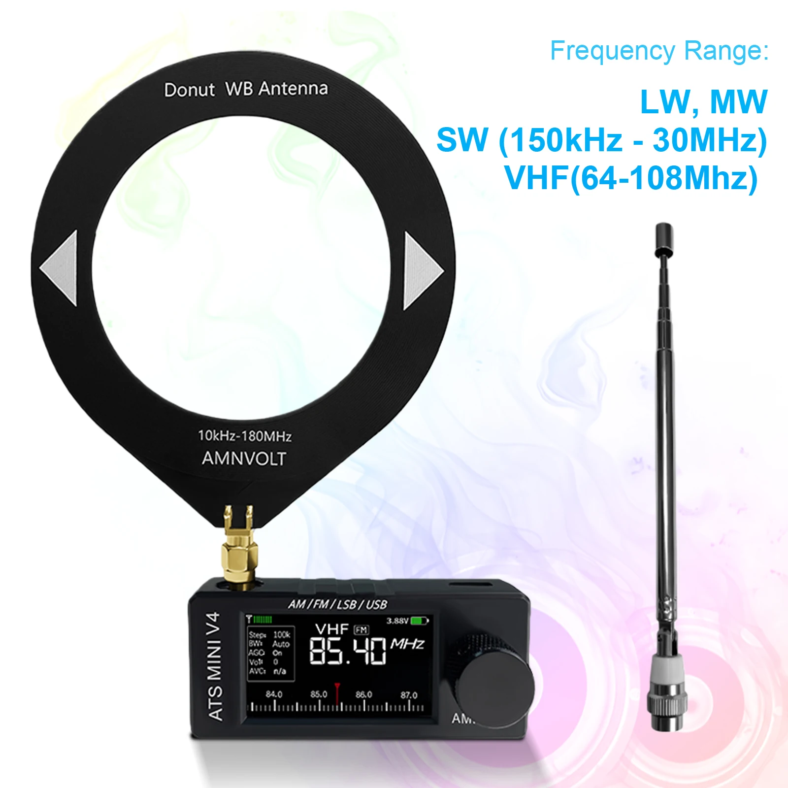 V4/V3S SI4732 راديو AMNVOLT V4 ATS راديو صغير صغير SI4732 DSP راديو FM AM SSB LSB USB استقبال مع دائرة مضخم ضوت سماعات الأذن