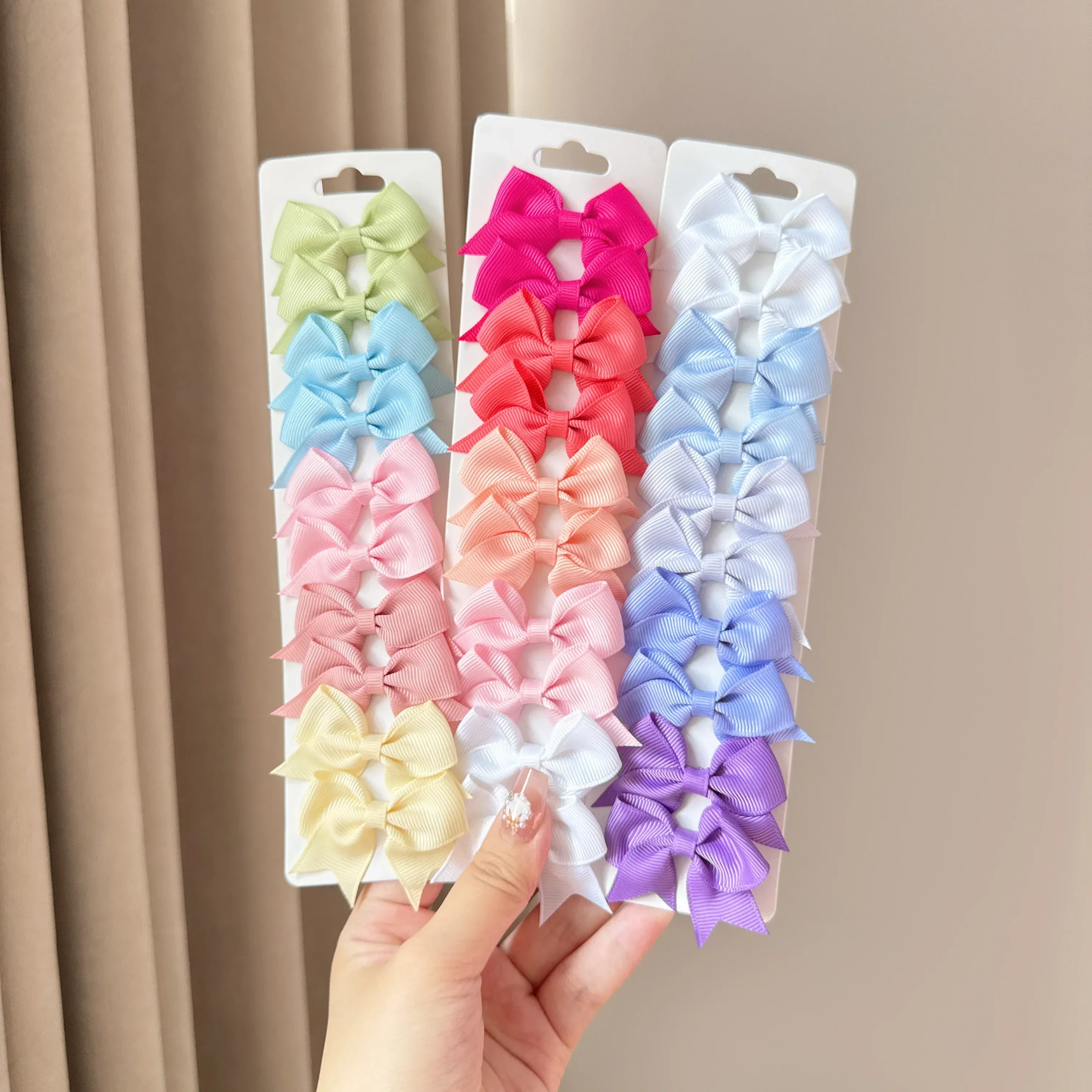 10Pcs/ Set Cute Solid Mini Bows Ribbon Bowknots Hair Clips for Girls Sweet Barrettes Hairpins Headwear Kids Hair Accessories