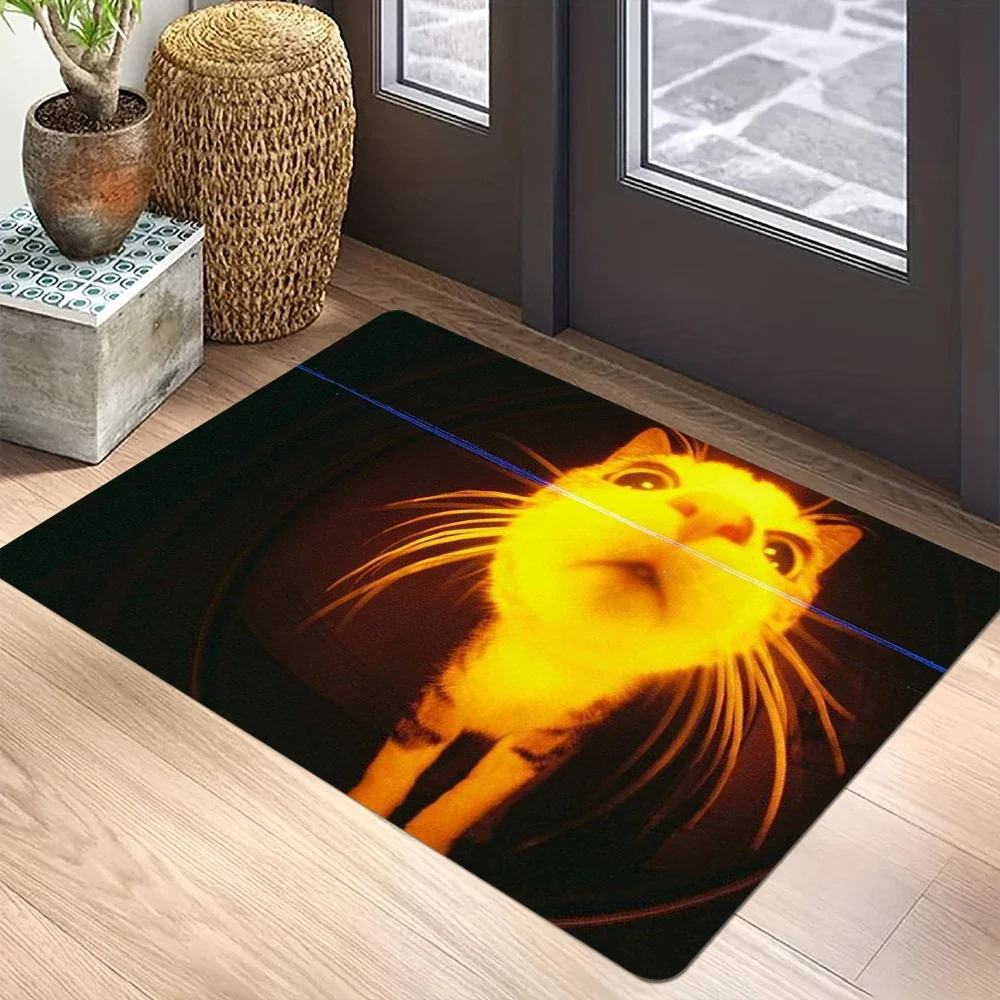 Funny Cat Meme Face Rug - Viral Internet Expression Carpet, Non-Slip Large Floor Mat for Living Room Game Room, Pop Culture Gift