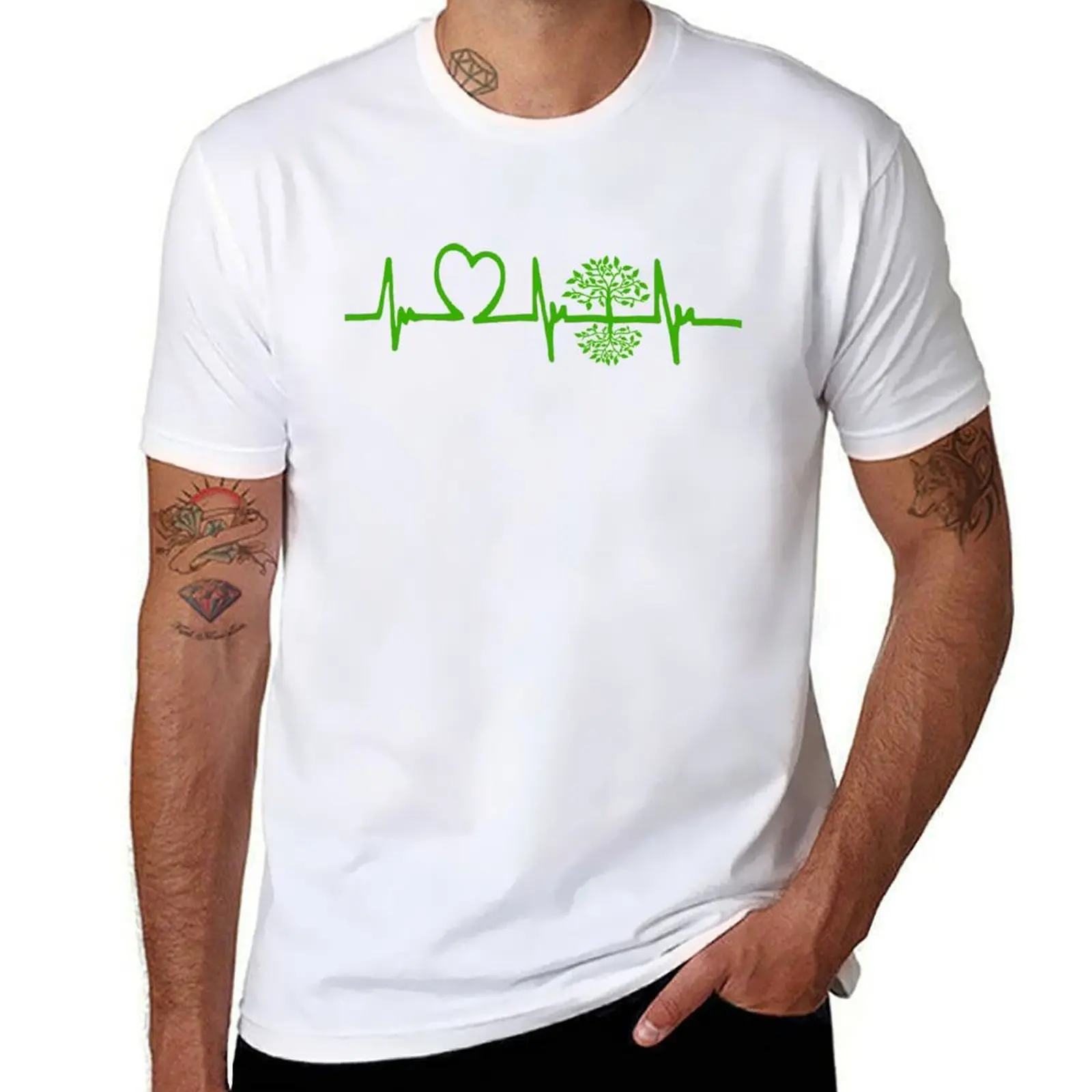

Heartbeat Pulse Green Vegan Frequency Wave Earth Planet T-Shirt Minimalist Graphic Tee Shirt