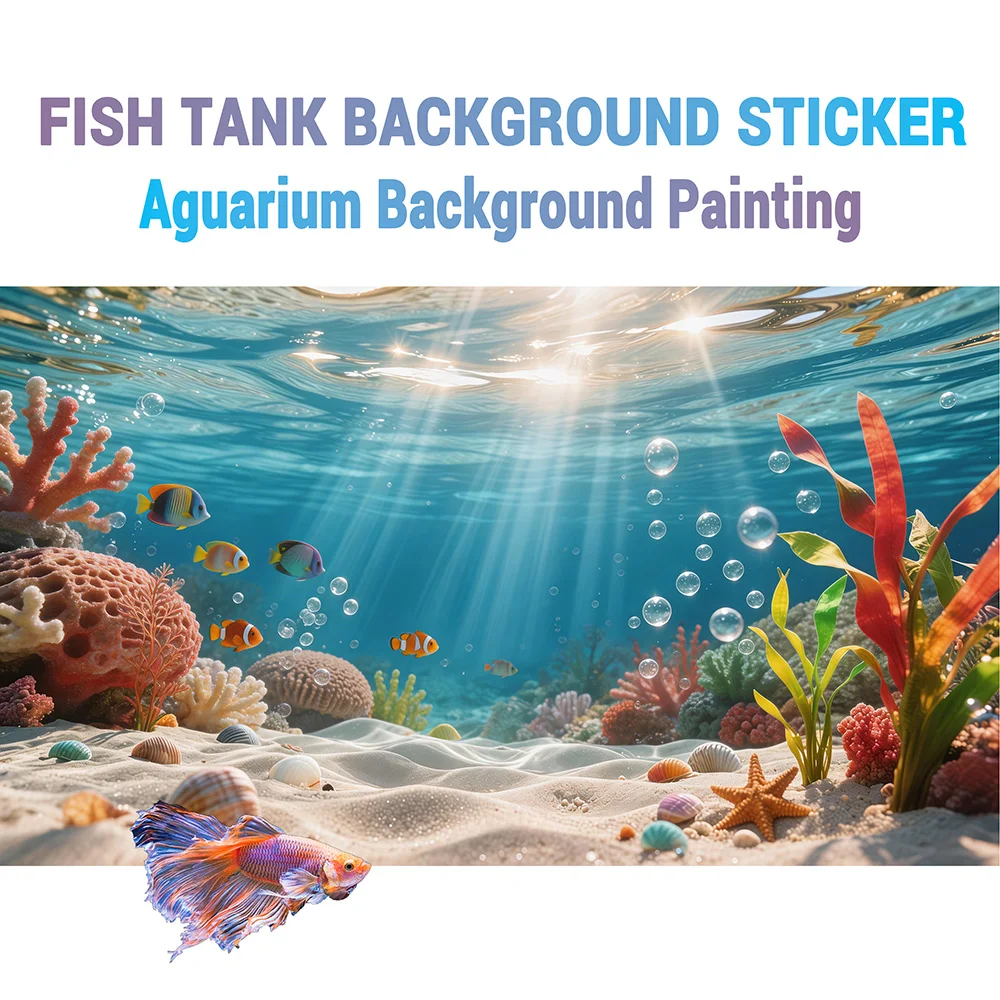 Sonnenschein-Blasen-Algen, Aquarium-Hintergrundbild, Aquarium-Malerei-Aufkleber, Selbstklebend, Landschafts-Dekorationen