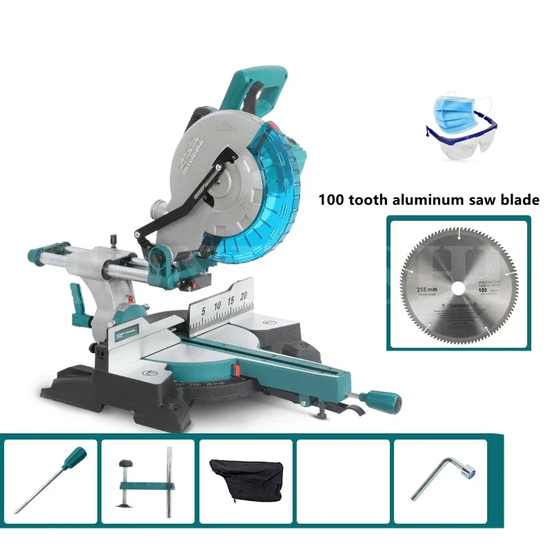 

10 inch tie rod saw-gear cutting machine miter saw cutting aluminum miter 45 degree woodworking tools 220V