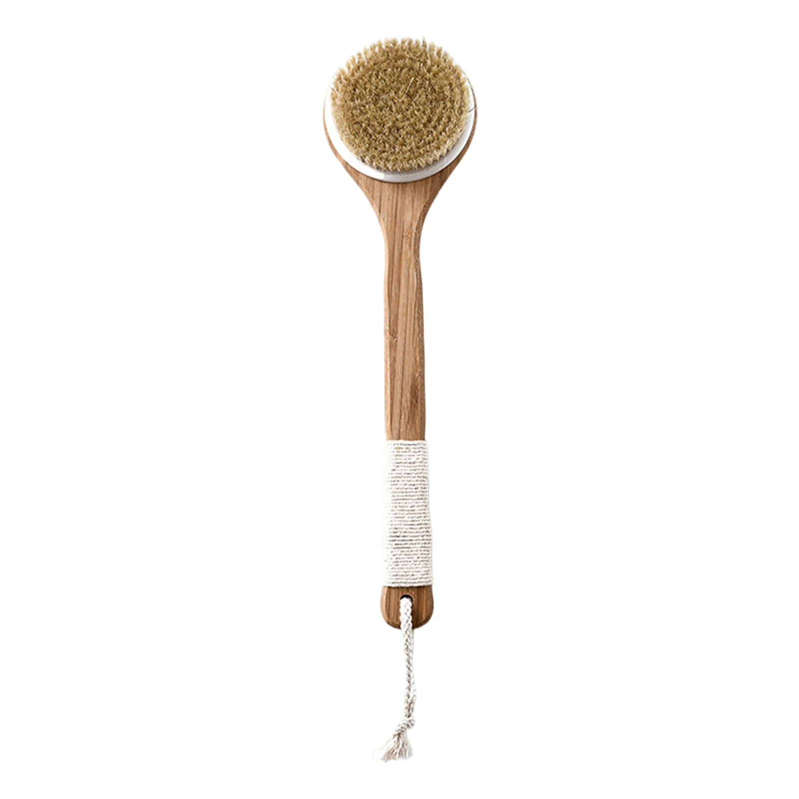 Bath Brush Body Scrubber Bamboo 40cm Handle Natural Bristles Dry Body Brush Exfoliating Shower Back Cleaning Tool for Daily Care