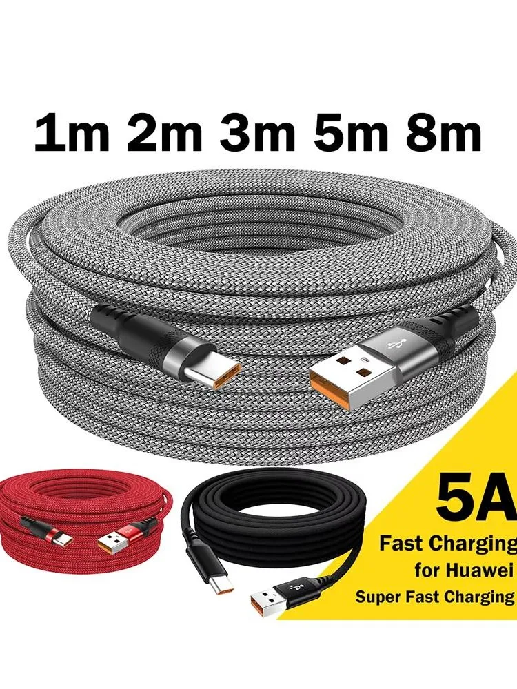 USB Typ C Kabel 5A Super Schnelle Ladekabel Für Huawei 1m 3m 5m 8 Meter USB C Verlängerung Kabel für Samsung Xiaomi OPPO Universal