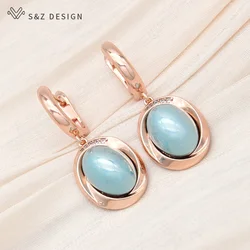 S&Z DESIGN New Elegant Egg Shape Simulated-pearl Dangle Earrings For Women Wedding Jewelry Fashion Cubic Zirconia Eardrop