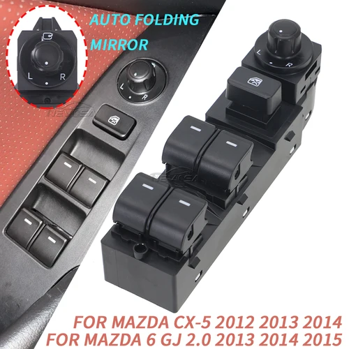 Conductor de mano izquierda para Mazda 6 2013 2014 2015 interruptor de Control de ventana eléctrica botón de cristal GKL2-66-350A GKL266350A