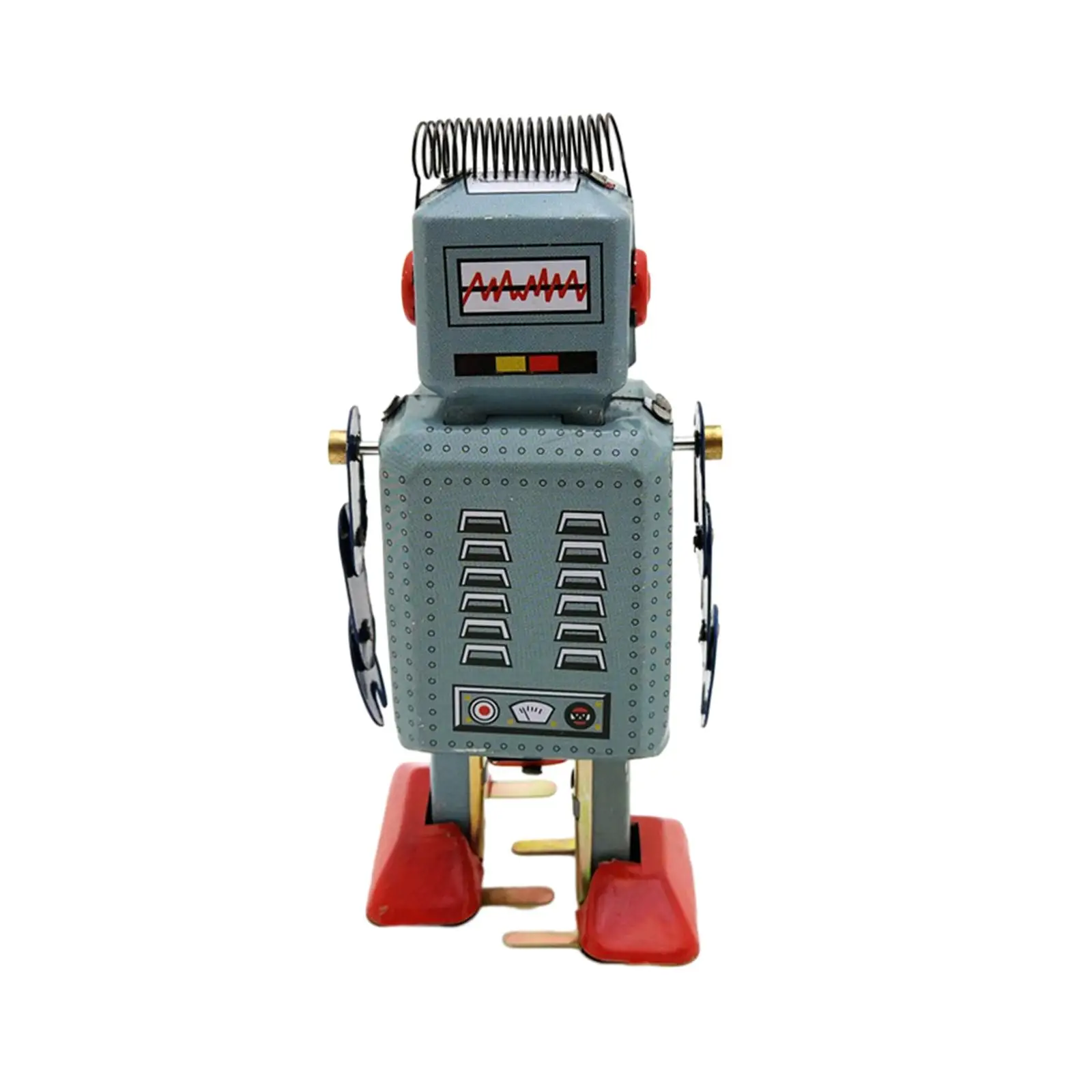Retro Wind Up Robot Toy Vintage Tinplate Walking Robot Clockwork Mechanical Tin Toy for Kids Collectible Gift Party Favor
