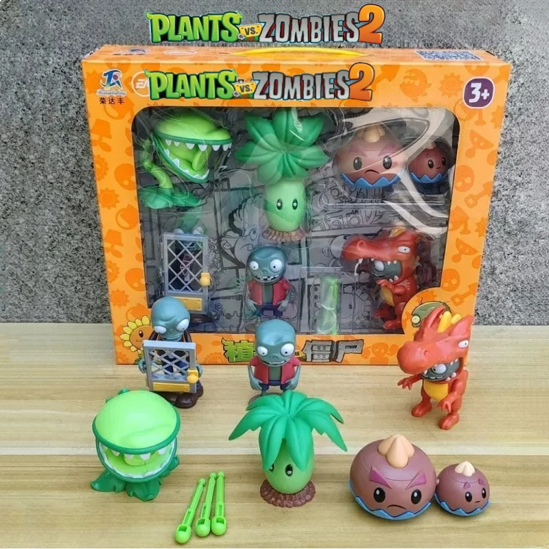 

New Plants Vs Zombies 2 Screen Door Zombie Starfruit Chomper Peashooter Game Figures Game Scene Set Toys Shooting Game Pvz Gifts
