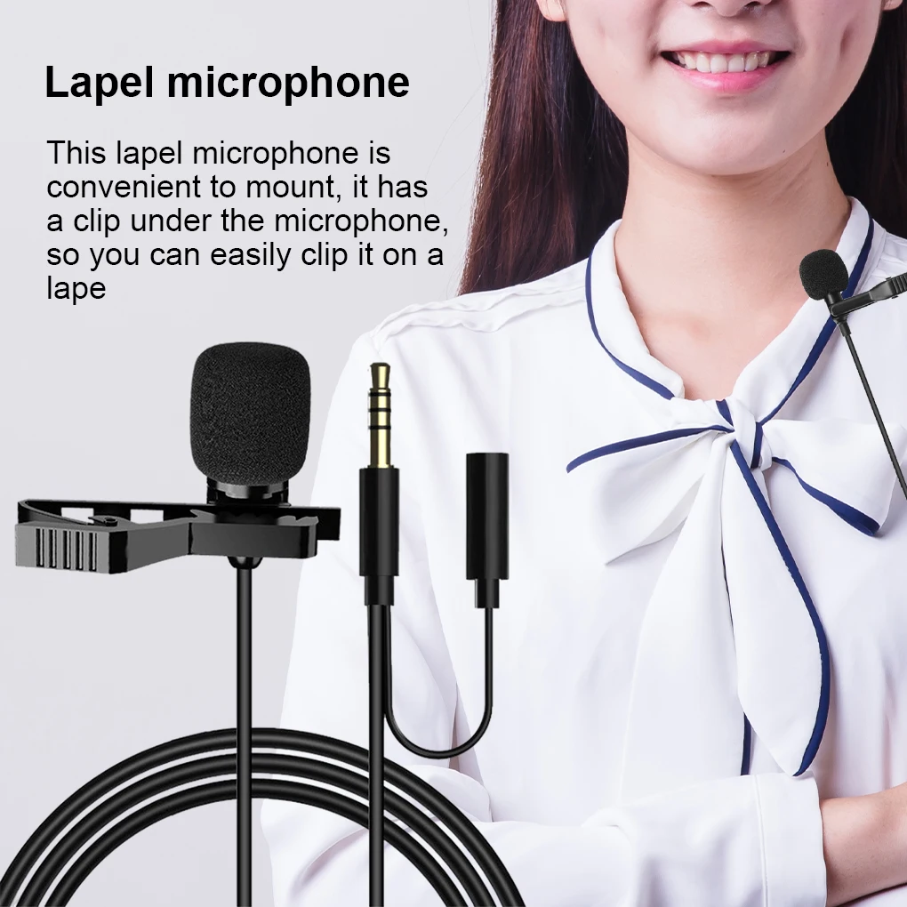 Microphone Mobile Phone Omnidirectional Lapel Microphone Live Streaming Online Chat Mic, Upgraded, 3.5mm