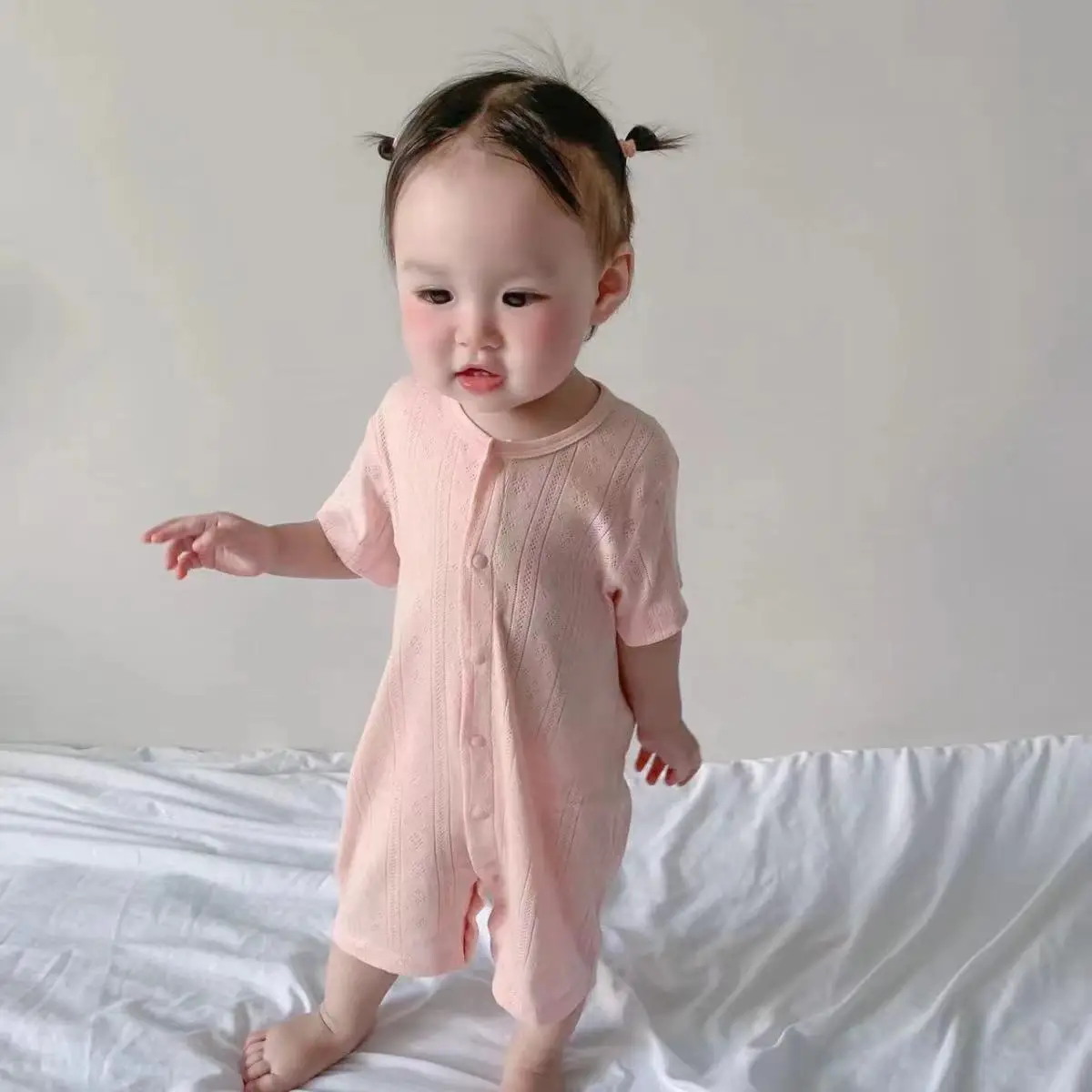 Baby Summer Jumpsuit Short Sleeve Ultra-thin Summer Clothes Crawling Clothes Newborn Air-conditioned Clothes Pajamas