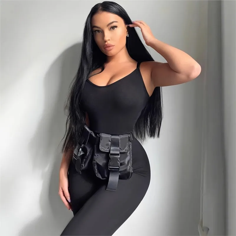 Sports Jumpsuit 2026 Summer Women's New Black Fashion Solid Yoga Sports Bodycon Jumpsuit For Women Breathable Activewear Clothes