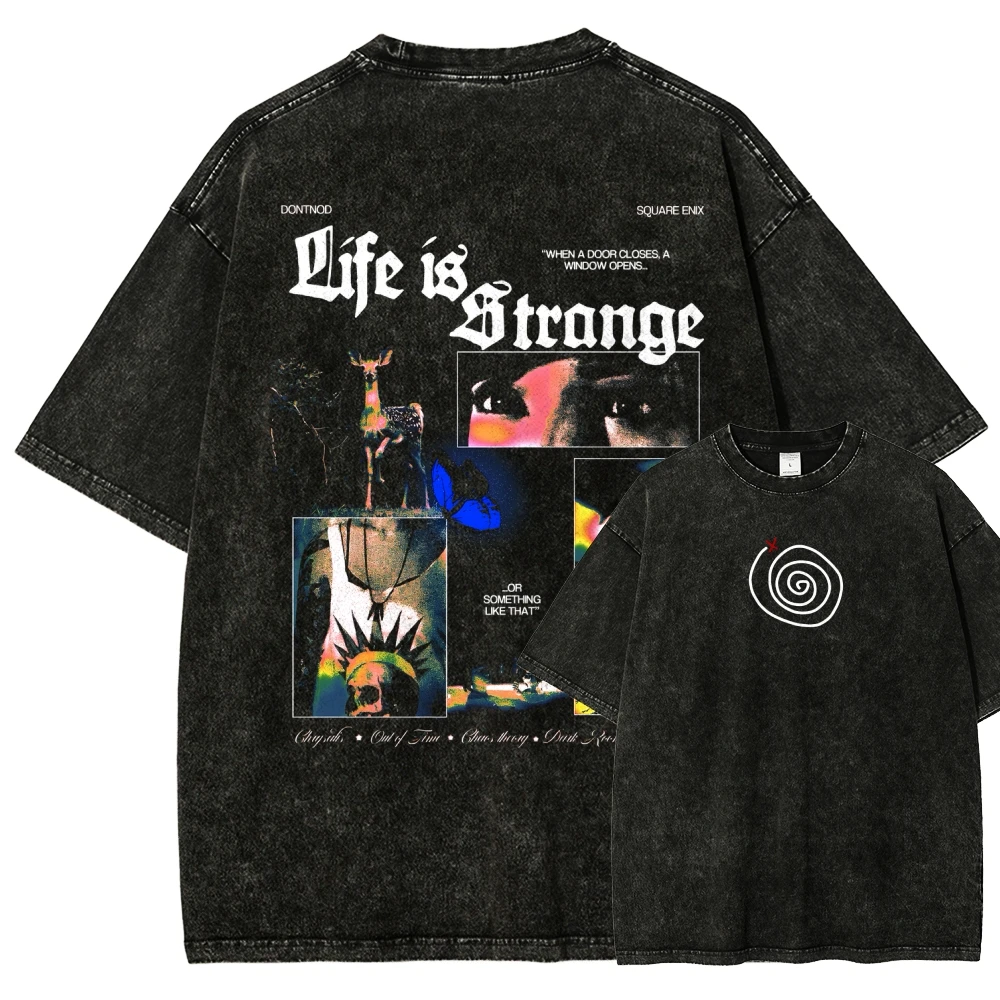 Camiseta Life is Strange Lavada, Roupas com Personalidade, Adequada para Todas as Estações, Tamanho Plus, Unissex, Moda de Rua, Produto de Alta Qualidade