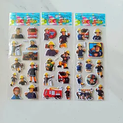 6Pcs Cartoon Fireman Sam Stickers for Kids Child Education Rooms Home Decor Diary Notebook Label Toy 3D Truck Fireman Sticker