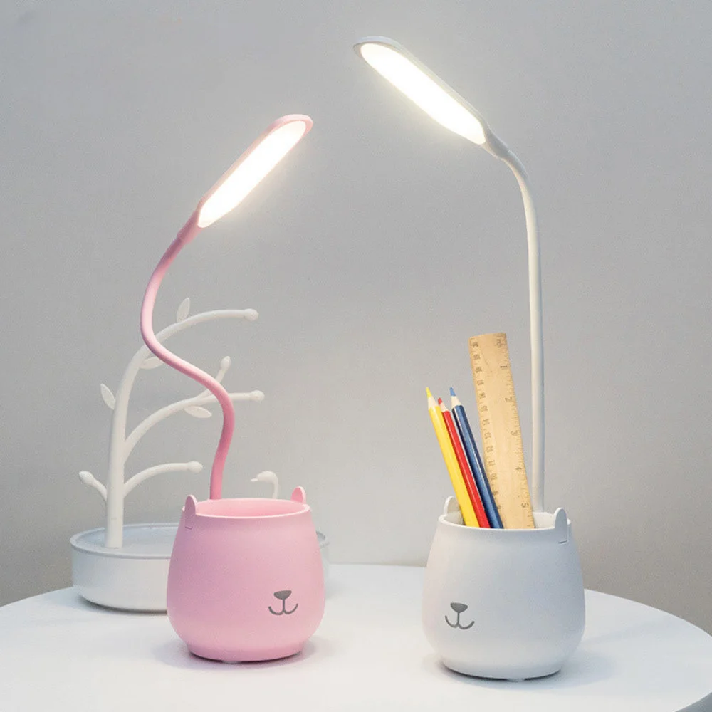 USB Dimmable Touch Lamp  Chargeable Table Light  Reading Lamp with Pen Holder Eye-protect Desk LampsTable Reading Lamp