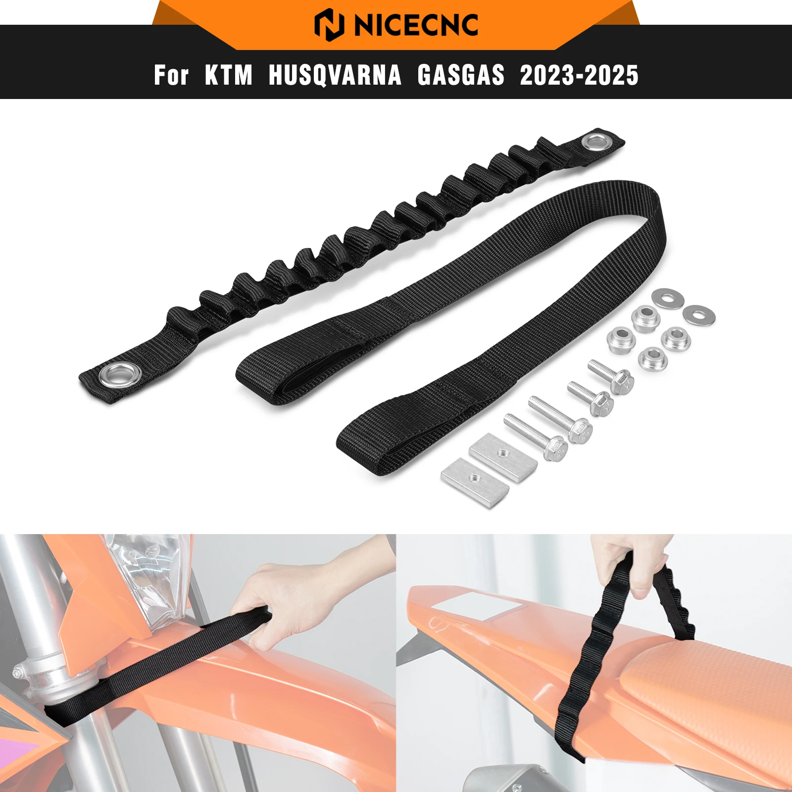 

NICECNC For KTM EXC 300 2024 Front Rear Holding Strap Lifting Handle For KTM EXC-F 350 SXF 450 Husqvarna TE 300 GasGas EC 300