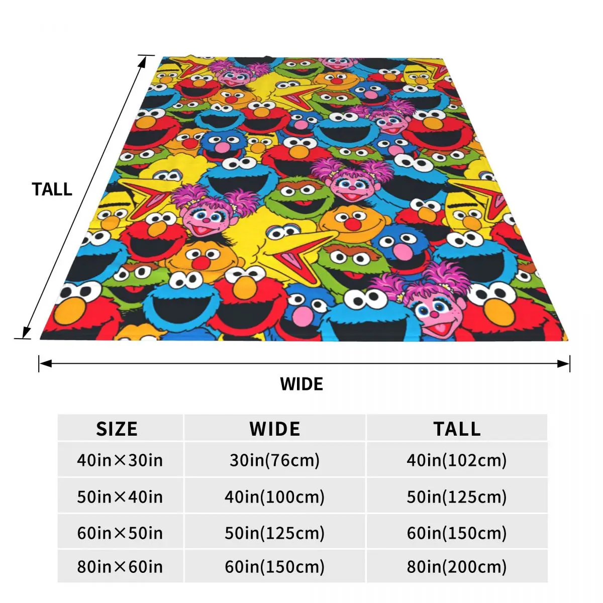 Sesames Streets Cookies Monsters Cartoon Blanket Fleece Spring Breathable Warm Throw Blankets for Bedding Bedroom Bedding Throws