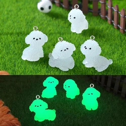 10Pcs Kawaii Luminous Fluffy Dog Resin Charms Cute Puppy Animals Pendants for Jewelry Keychain Making DIY Earrings Accessories