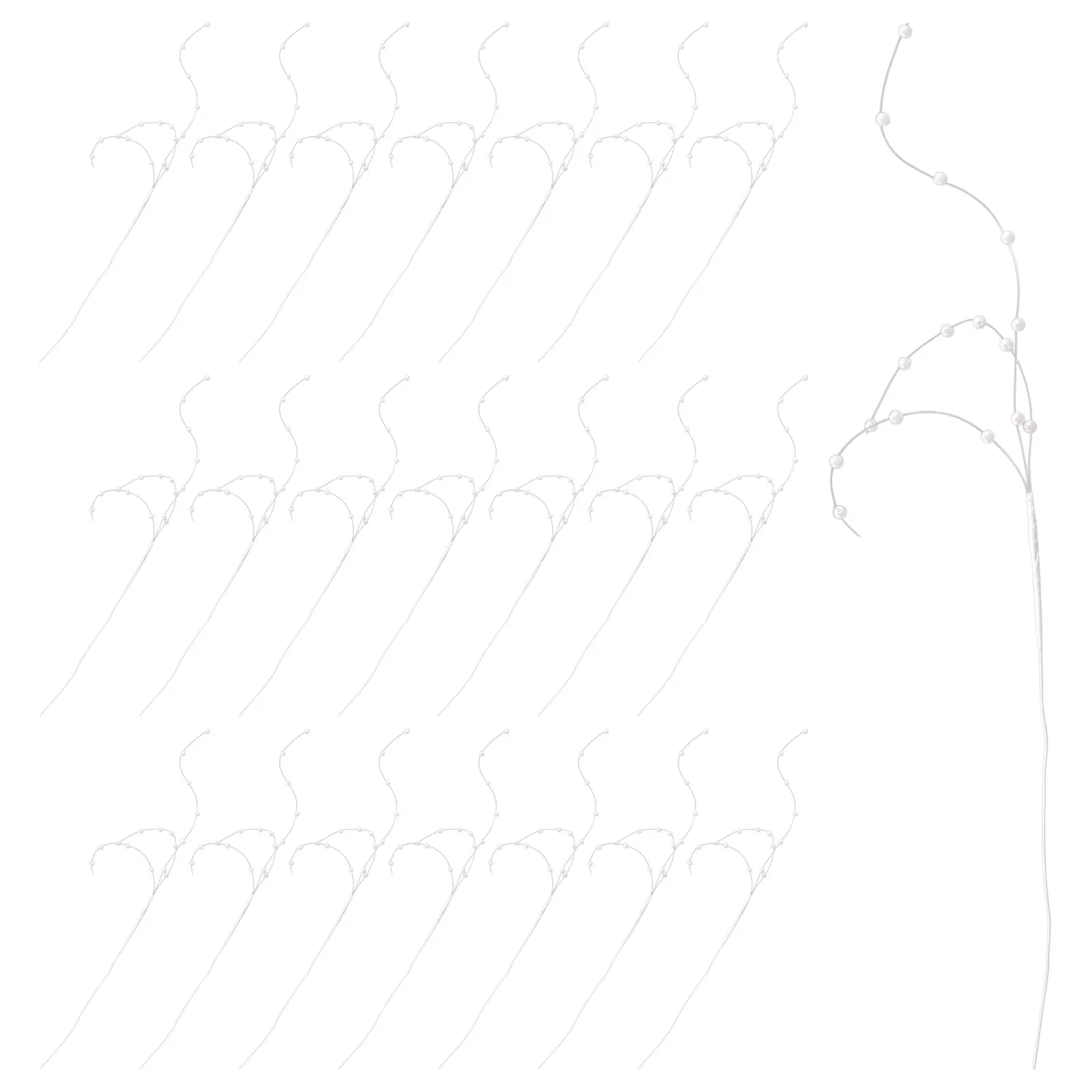 50Pcs Pearl Beaded Stems White Faux Pearl Branches for Wedding Bouquet Floral Decor Bridal Beaded Picks Christmas Tree Spray