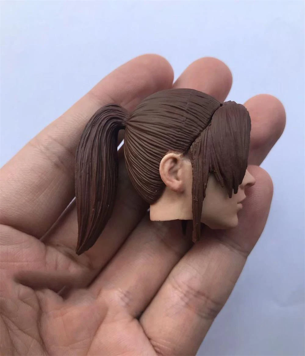 1/6 Female Tomb Raider Game Edition Angelina Jolie Laura Hair Be split Head Sculpture Carving Model Fit 12 "Action Figure