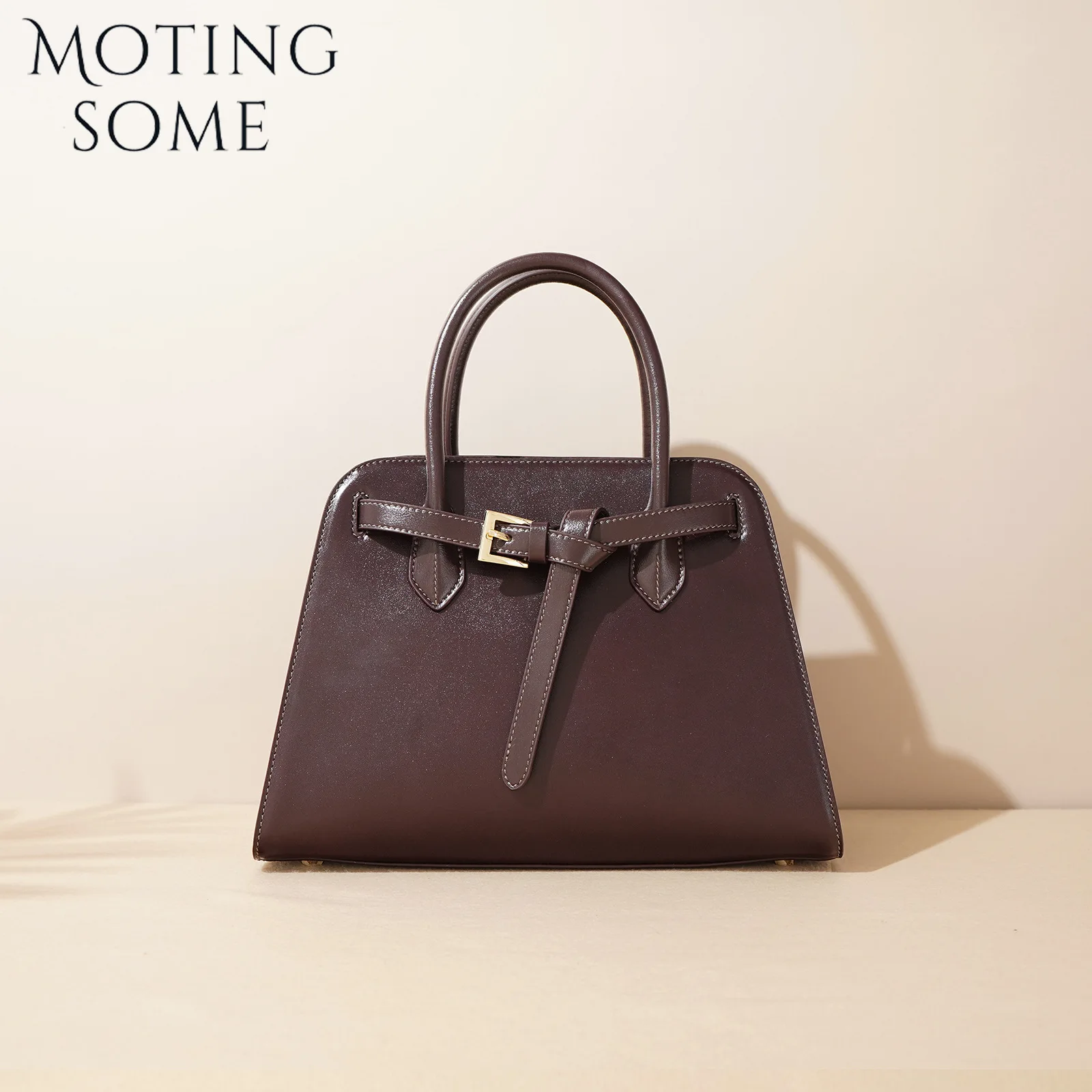 Motingsome Women Shoulder Handbag Luxury Frist Layer Cow Leather Satchel Elegant Lady Crossbody Messenger Bags Casual Tote 2024