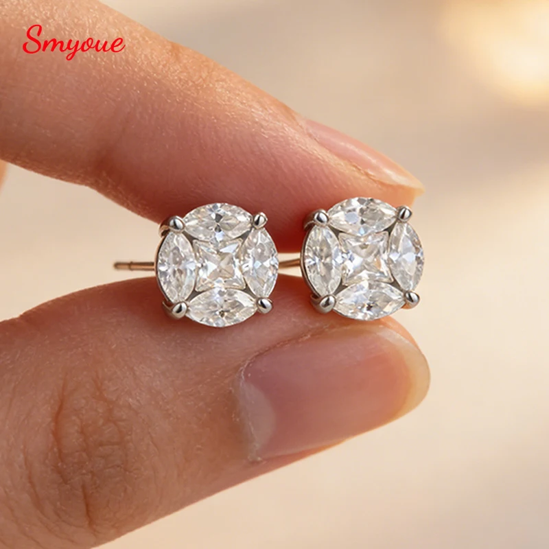

Сертифицированные серебряные серьги-гвоздики Smyoue с муассанитом огранки «маркиз» для женщин, роскошные украшения для ушей с имитацией бриллиантов, из настоящего серебра 925 пробы