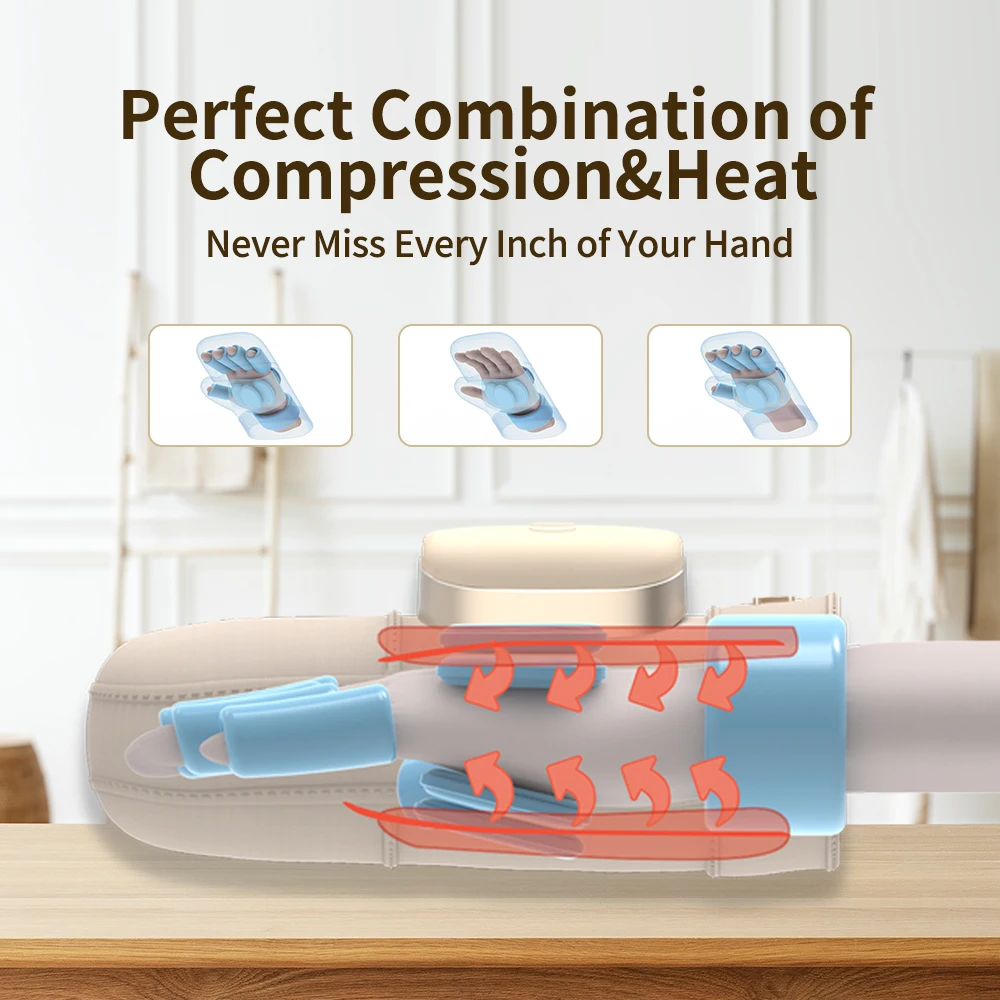ใหม่ล่าสุดขายร้อนมือนวดความร้อนการบีบอัดเครื่องมือนวดมือมือถืออุปกรณ์นวด