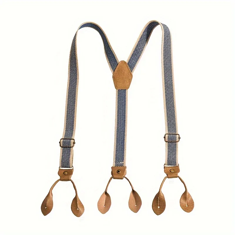 حزام خصر بريطاني عتيق على شكل أزرار للرجال مقاس كبير غير قابل للانزلاق ومطاط قابل للتعديل مع حمالات للبالغين