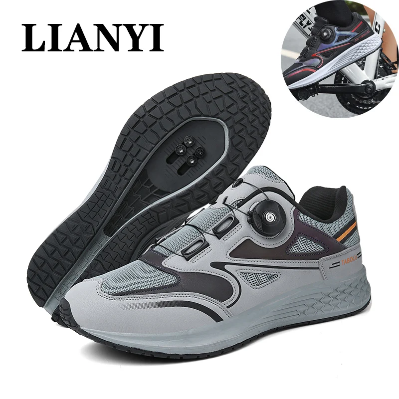 

LIANYI Men's Cycling Shoes Mountain Road Dual-purpose Flat-Soled Lightweight Black Competition Self-locking Bicycle Sports Shoes