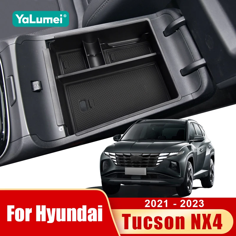 

Для Hyundai Tucson NX4 2021 2022 2023, гибридный N Line, автомобильный центральный подлокотник, ящик для хранения, органайзер, лоток, аксессуары