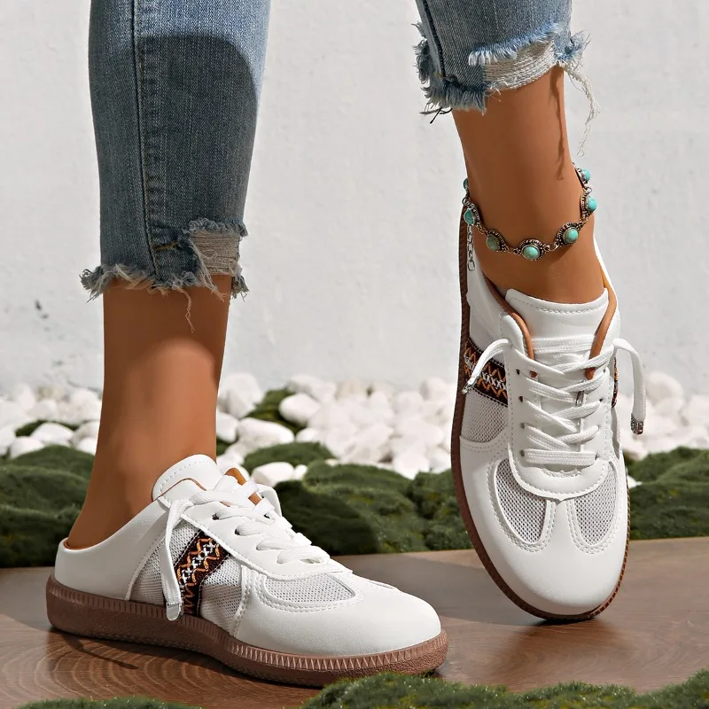 Primavera nuovo design in pizzo incrociato scarpe basse antiscivolo piatte scarpe vulcanizzate da donna comode e resistenti all'usura 36--41 taglia