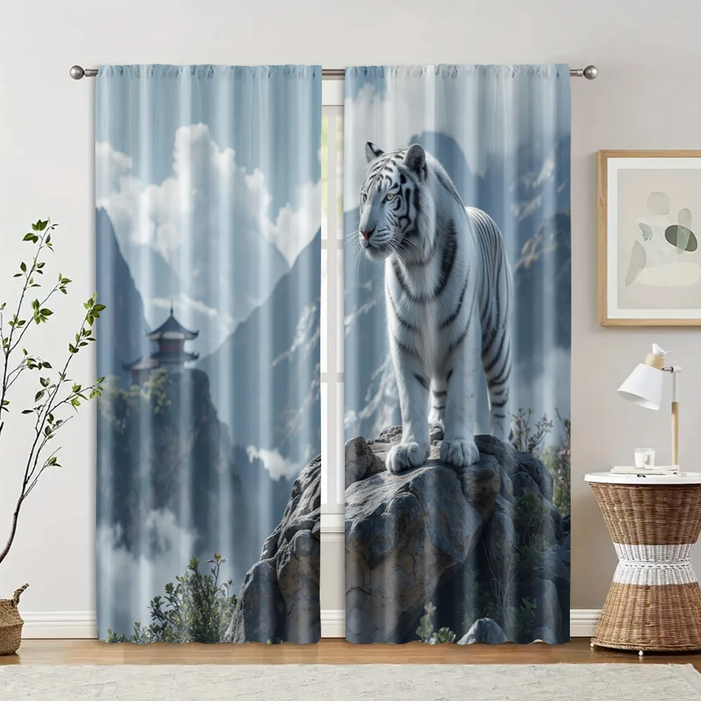 

2 pcs, filtering curtains (excluding rods, non-movable, without batteries) Vibrant Tiger for use in bedrooms and living rooms