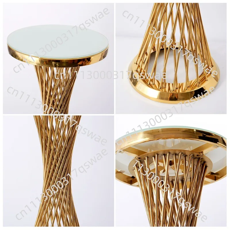 Electroplated Gold Stainless Steel Waist Cake Stand, Wedding Dessert Table Ornaments, Hotel Home Living Room Decorations
