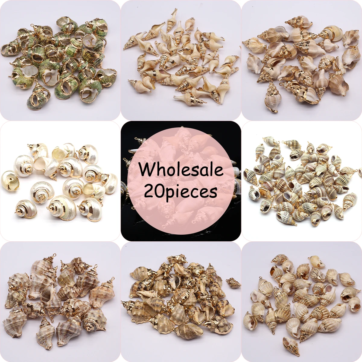 

20pieces/lot Natural Shell Conch Shaped Pendant Charms for DIY Women Men Necklace Jewelry Making Supplies Accessories Wholesale