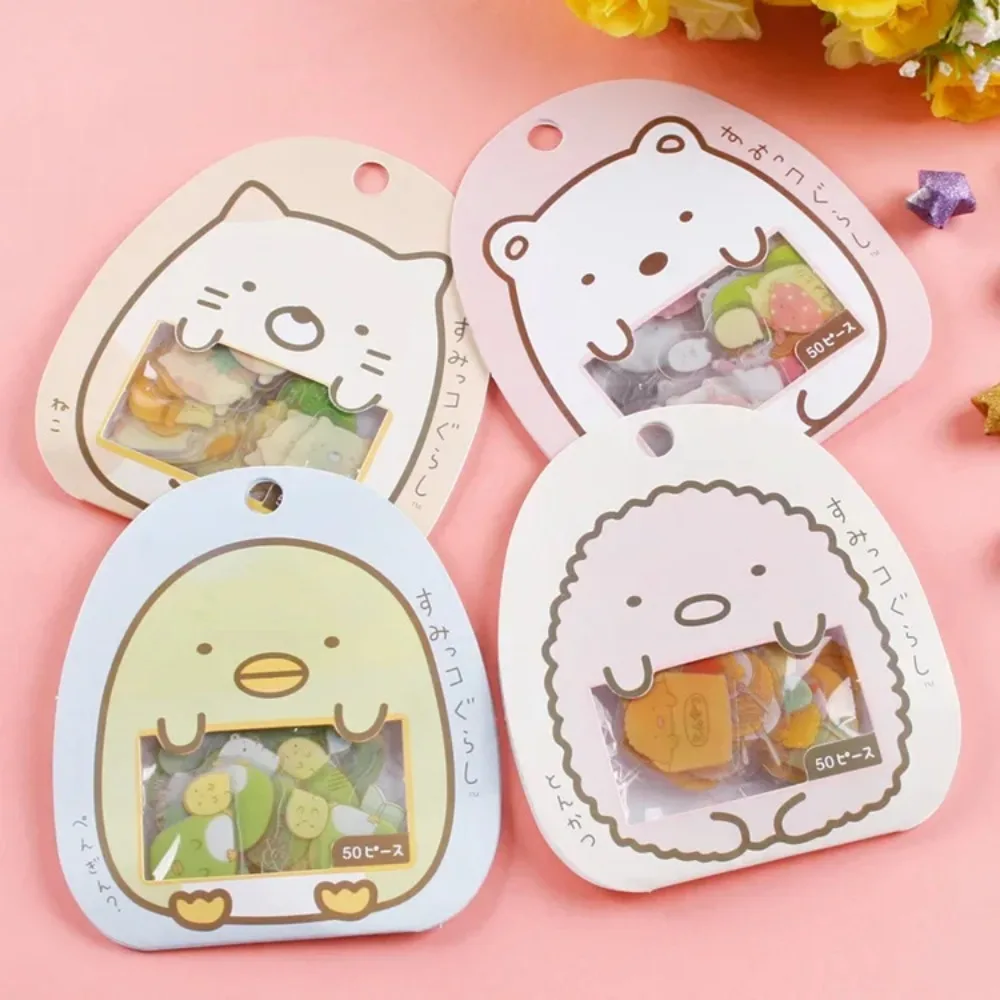 Autocollants de dessin animé Kawaii en PVC, décoration de bricolage, joli chat et ours, autocollant transparent pour journal intime, bonne adhérence