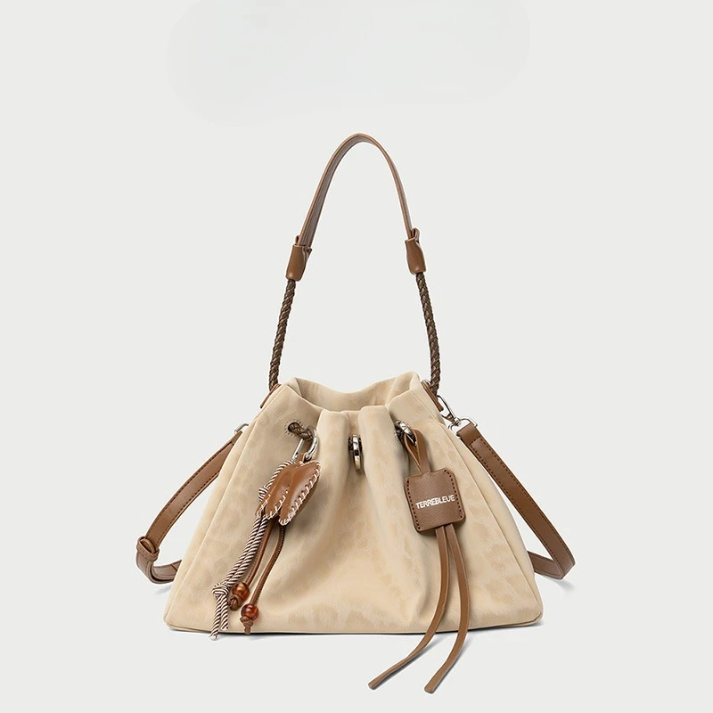 

Women Versatile Handbag Niche Design Drawstring female Underarm Bag High-end Large Capacity Single Bucket Shoulder Crossbody Bag