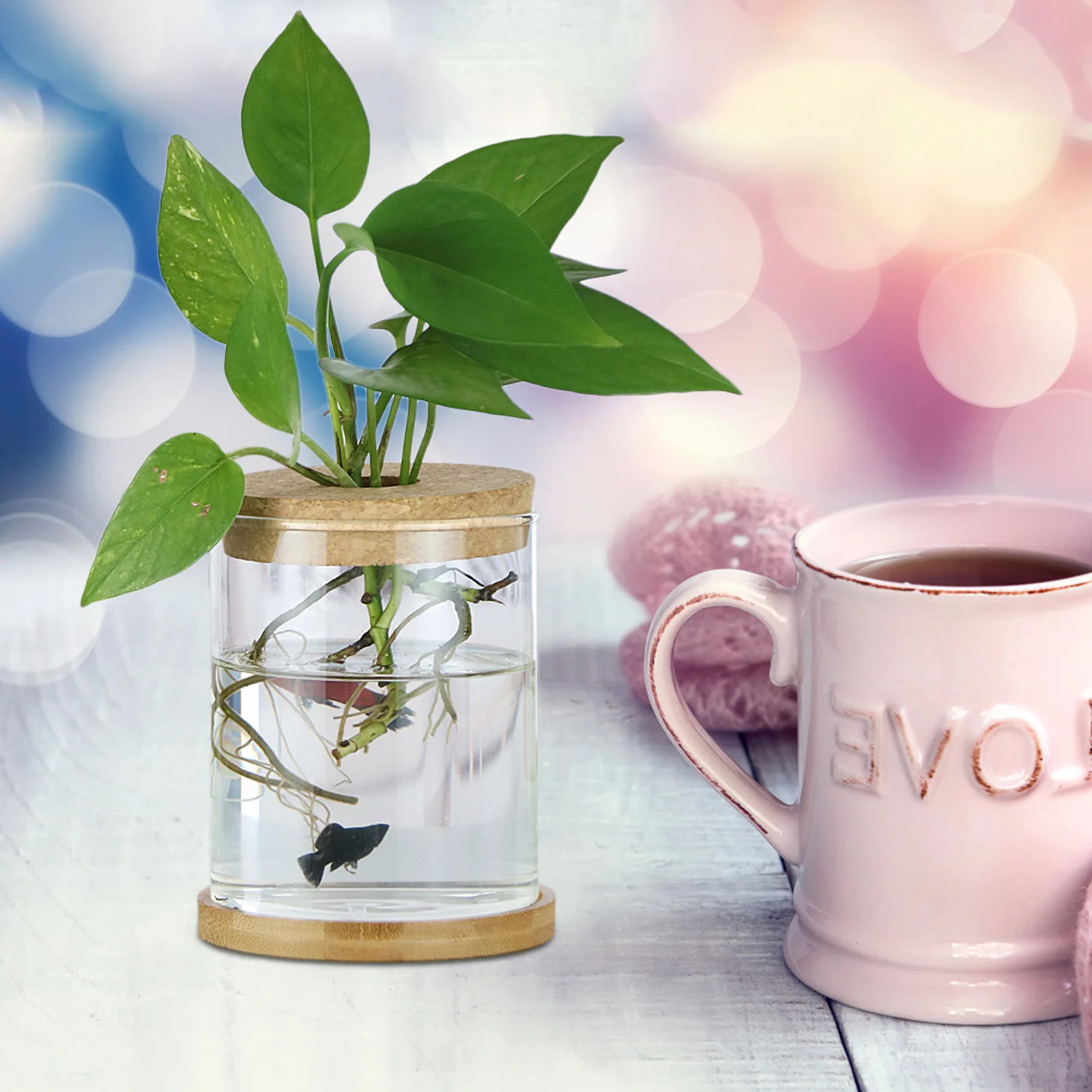 

4pcs Hydroponic Vase Lids Wood Planter Covers Glass Bucket Hole Hollow Design for Vase Small Space Office Desk Elegant Style