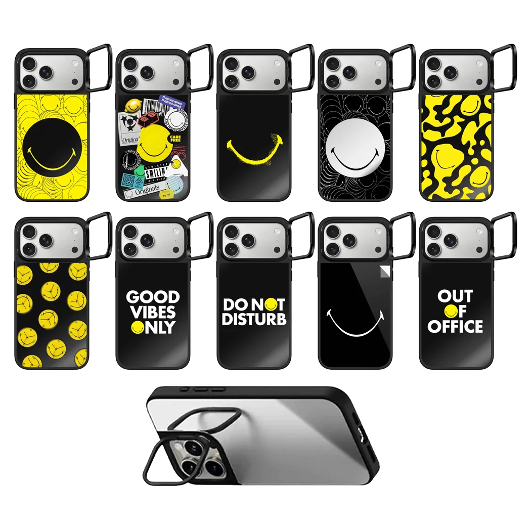 Yellow Paint Camera Ring Stand Black Mirror Surface Phone Co