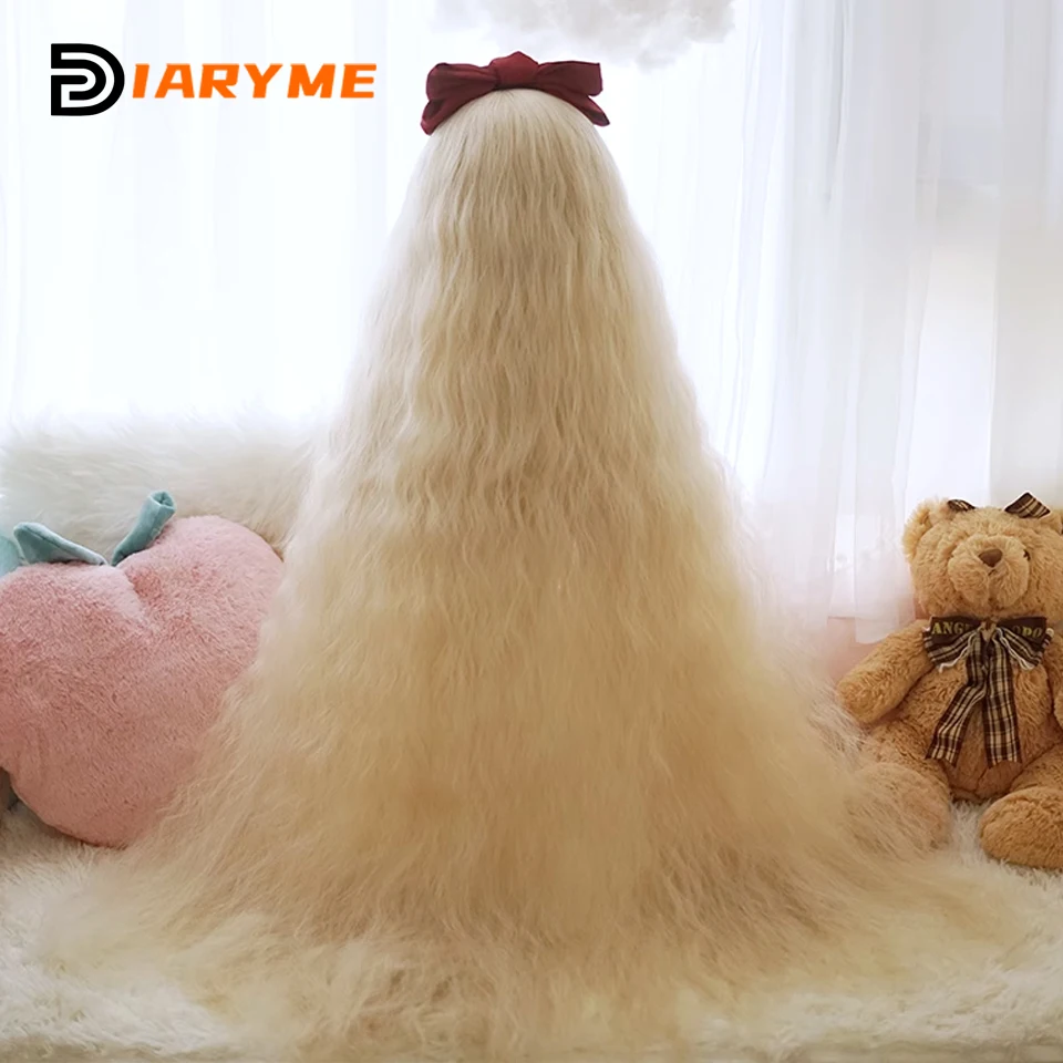 110cm Long Curly Lolita Wig With Bangs Synthetic Blonde Loose Wave Hair Wigs For Women Halloween Party Cosplay Wigs Female